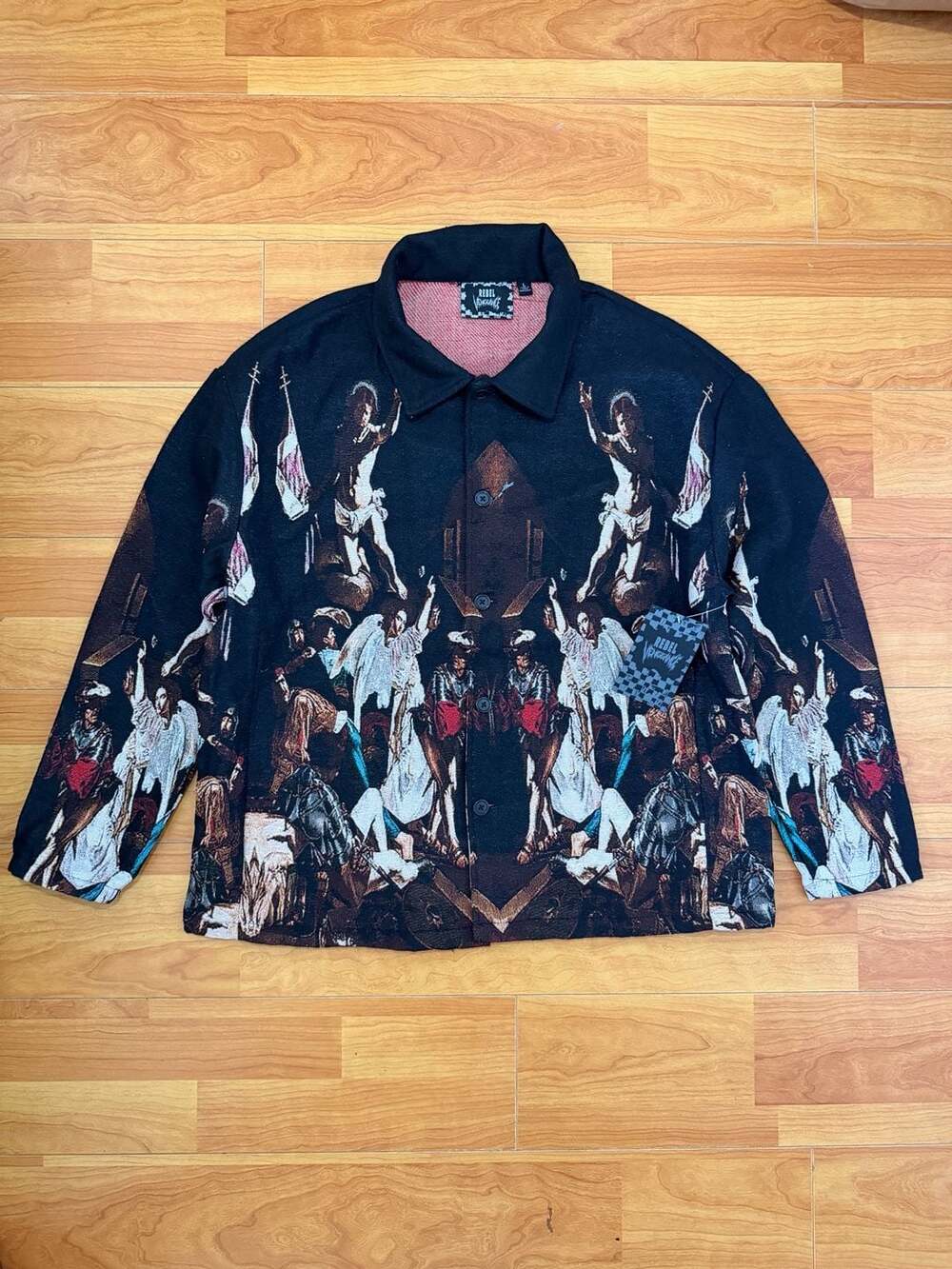 Rebel Vengeance Fall of the Rebel Angels Tapestry Woven Button-Down Jacket